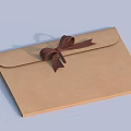 Brown Paper Envelope With Flap And Brown Bow For Daily Essentials 3d model