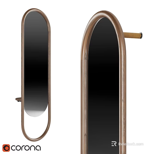 Stylish Arched Mirrors with Bronze Metal Frames for Modern Home Decoration 3d model 