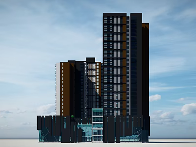Modern Office Building Exterior Design With Glass Facade And Tall Structure 3d model