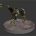 Detailed Cybernetic Greyhound Mechanical Dog With Black Body Blue Accents And Platform Base