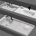 Modern White Washbasin Design With Faucet Towel Soap Dish And Countertop