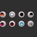 Various Colored Eye Models With Different Pupil Designs On Dark Background