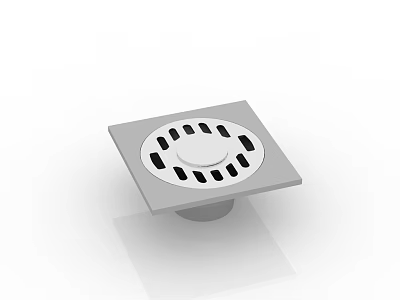 Modern Square Bathroom Floor Drain with Circular Grate and Efficient Water Drainage 3d model