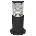 Outdoor Garden Pathway Light With Black Cylinder Base And Transparent Multi layer Glass Shade