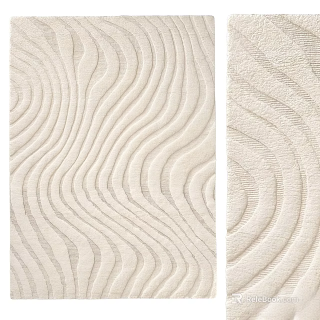 Beige Square Rug With Wavy Texture And Soft Fabric For Modern Home Decor 3d model 