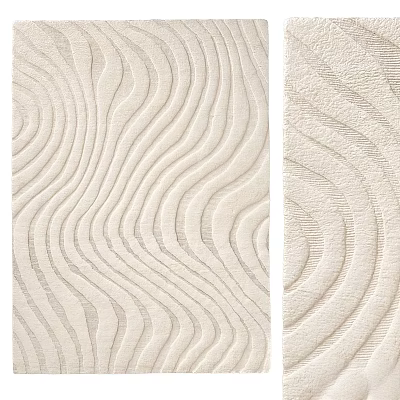 Beige Square Rug With Wavy Texture And Soft Fabric For Modern Home Decor 3d model
