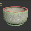 Round Stone Bowl With Textured Beige Surface And Blue Speckles Decorative Functional Container