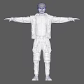 Man in Purple Jacket and Black Cargo Pants with Arms Outstretched 3d model