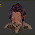 Game Character with Messy Red Hair Black Red Headgear Stubble and Metallic White Shoulders