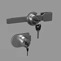 Modern Metal Door Handle With Lock Cylinder And Sleek Keyhole Design