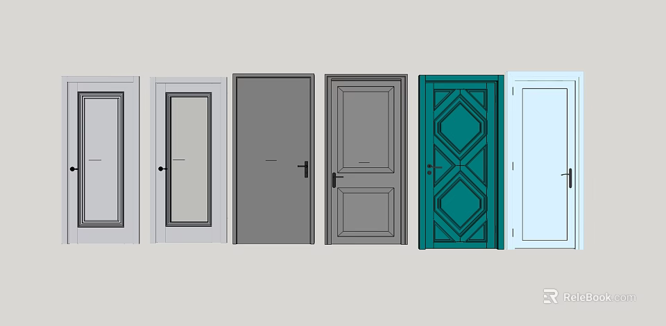 Hinged Doors With Various Designs And Color Options For Modern Homes 3d model 