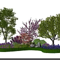 Beautiful Floral Garden With Colorful Flowers Green Trees And Red Shrubs