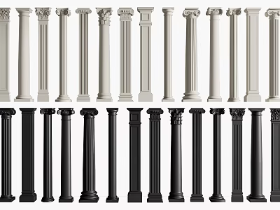Classic And Modern Columns With White Black Designs For Interior Architecture 3d model