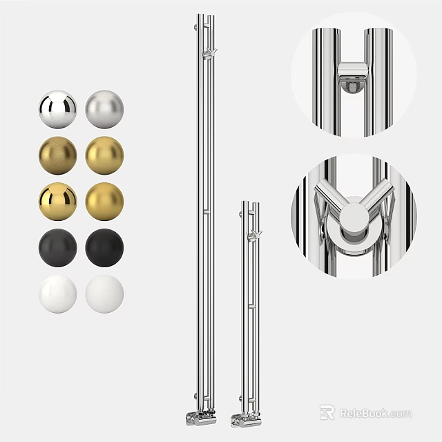 Bathroom Cabinet Rack with Metal Rods Multi-Colored Balls and Connection Details Gold Silver Black White 3d model 