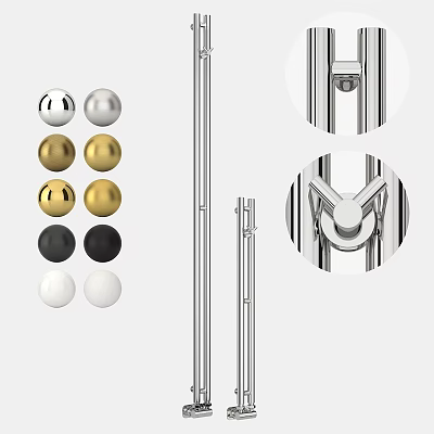 Bathroom Cabinet Rack with Metal Rods Multi-Colored Balls and Connection Details Gold Silver Black White 3d model