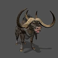 Realistic Mythical Bison With Large Curved Horns Shaggy Fur And Muscular Body