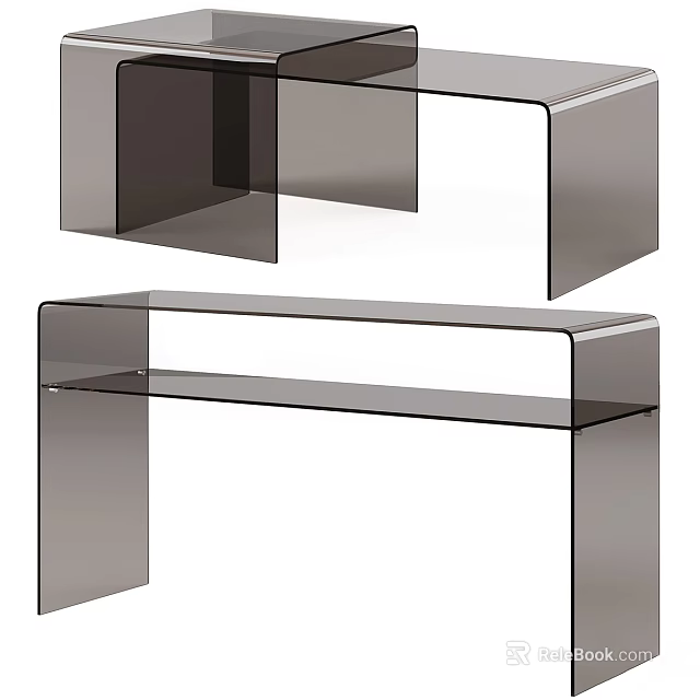 Modern Transparent Glass Desk Design With Sleek Metal Frame And Clean Lines 3d model 