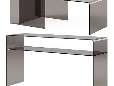 Modern Transparent Glass Desk Design With Sleek Metal Frame And Clean Lines 3d model