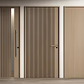 Light Wood Swing Doors With Vertical Stripes Minimalist Design And Modern Door Handles