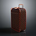 Stylish Travel Luggage with Monogram Pattern Telescopic Handle Red Trim and Rolling Wheels