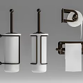 Modern Bathroom Accessories Collection With Bronze Hardware Toothbrush Holders And Toilet Paper Roll