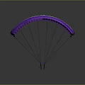 Detailed Vibrant Purple Parachute Canopy With Suspension Lines And Silhouette
