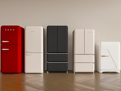 Modern Stylish Refrigerators And Freezers In Multiple Colors And Designs 3d model
