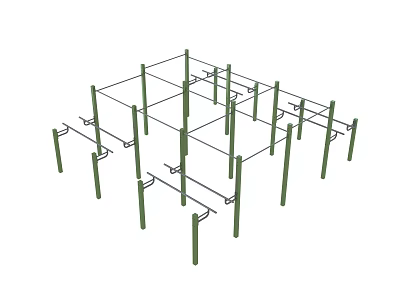 Garden Landscape Framework With Green Posts And Crossbars For Plant Support 3d model