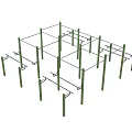 Garden Landscape Framework With Green Posts And Crossbars For Plant Support