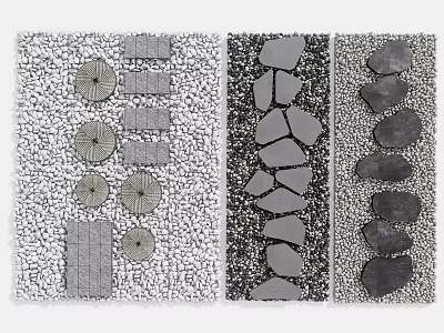 Diverse Stepping Stone Path Designs With Various Stone Shapes And Gravel 3d model