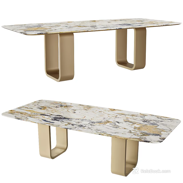 Modern Side Table With Marble Surface And Gold Metal Legs Design 3d model