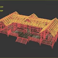 Traditional Wooden Building With Thatched Roof Connected Rooms And Porch Steps