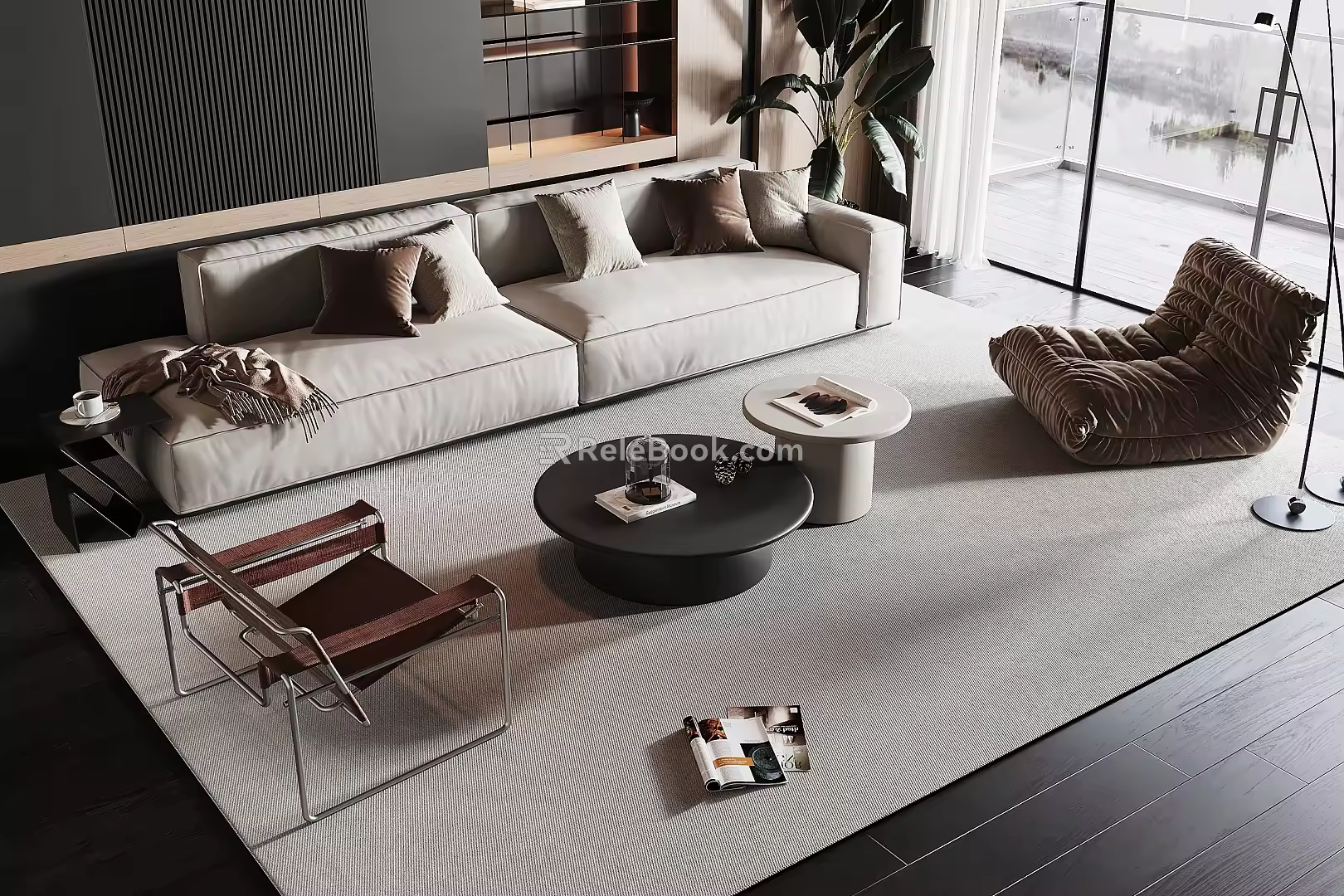 Modern sofa coffee table combination 3d model
