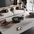 Modern sofa coffee table combination 3d model