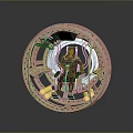 Futuristic Circular Space Capsule Interior With Seated Person And Yellow Components