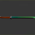 Fantasy Weapon Knife With Green Blade Red Blue Handle And Silver Accents