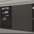 Modern Wooden Built in Bookcase With Drawers Decorative Shelves And Lighting