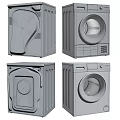 Modern White Washing Machine With Digital Display Control Panel And Black Door Design 3d model