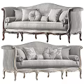 Classical Elegant Sofa Design Featuring Gray Fabric Carved Wooden Legs And Decorative Pillows