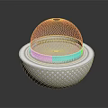 Colorful Cartoon Scene With Transparent Dome Grid Pattern And Decorative Base Structure 3d model