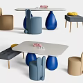 Colorful Kids Table With Blue Brown Chairs And Toy Car Building Blocks