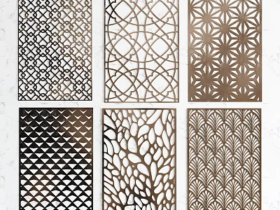 Elegant Decorative Room Dividers With Intricate Laser Cut Patterns And Various Designs 3d model