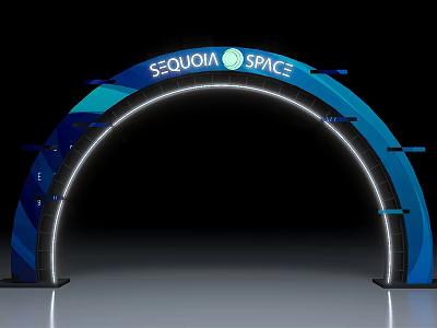 Sequoia Space Blue Illuminated Archway With Modern Design And Light Stripes 3d model