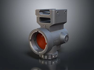 Weapon Tactical Scope Featuring Metal Frame Orange Lens And Mechanical Design 3d model
