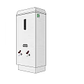 Silver Vertical Daily Electrical Appliance With Red Water Taps And Green Logo