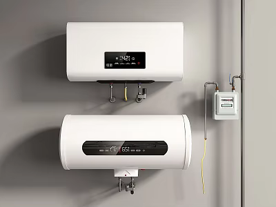 Efficient Wall Mounted Electric Water Heaters with Digital Display and Control Unit for Home Use 3d model