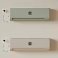 Two Wall Mounted Air Conditioner Fans In Different Colors With Plug