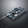 Detailed Military Tank Model Featuring Black White Camouflage Gun Barrel And Tracks