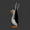 Cartoon Penguin Holding Two Knives Standing On Dark Surface With Happy Expression 3d model