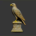 Detailed Eagle Statue With Intricate Feather Design Perched On Stone Pedestal